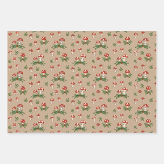 Holiday Mushrooms Geschenkpapier Set (Vorderseite)