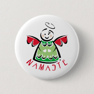 Holiday Namaste Angel Button