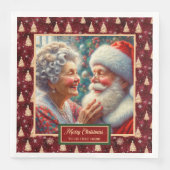 Holiday Napkins Mr & Mrs Claus Weihnachtsbaumen Serviette (Vorderseite)