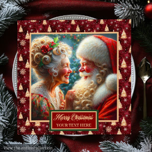 Holiday Napkins Weihnachtsbaumen Red Gold Green Serviette