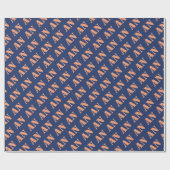 Holiday Navy Orange Spicy Monogram Initial Geschenkpapier (Flach)