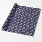 Holiday Navy Orange Spicy Monogram Initial Geschenkpapier (Ungerollt)