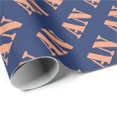 Holiday Navy Orange Spicy Monogram Initial Geschenkpapier (Rolleneckpunkt)