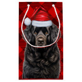 Holiday Newfundland Dog Fun Red Kariert Weihnachte Kleine Geschenktüte (Rückseite)