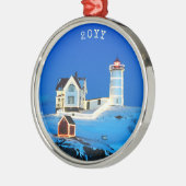 Holiday Nubble Lighthouse Metal Ornament Aus Metall (Links)