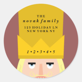 Holiday Nutcracker-Adresse Runder Aufkleber