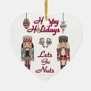 Holiday Nutcracker Lets Go Nuts Keramik Ornament