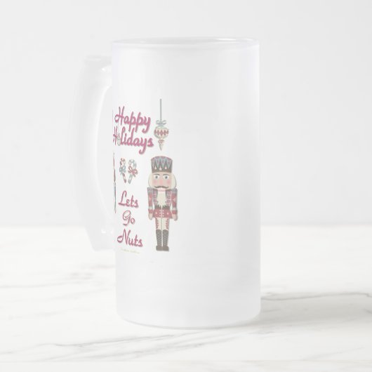 Holiday Nutcracker Lets Go Nuts Mattglas Bierglas (Vorderseite Links)