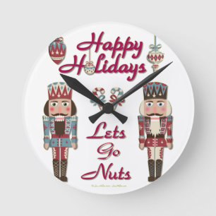 Holiday Nutcracker Lets Go Nuts Runde Wanduhr