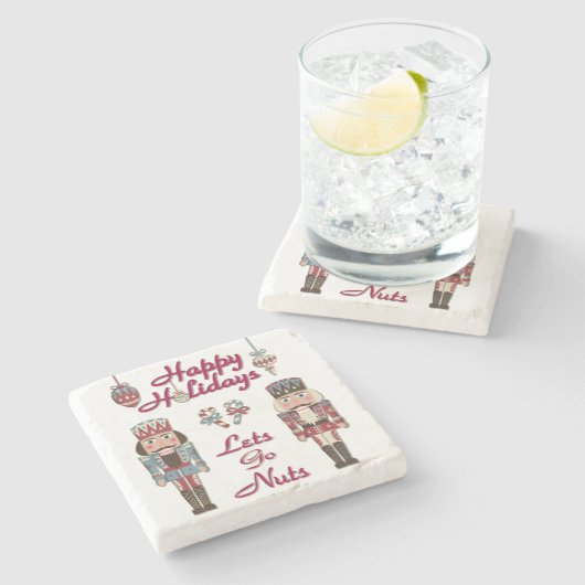 Holiday Nutcracker Lets Go Nuts Steinuntersetzer (Seitenansicht)