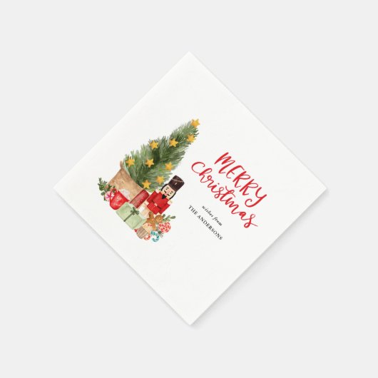 Holiday Nutcracker Weihnachtsbaum-Skript Serviette (Ecke)
