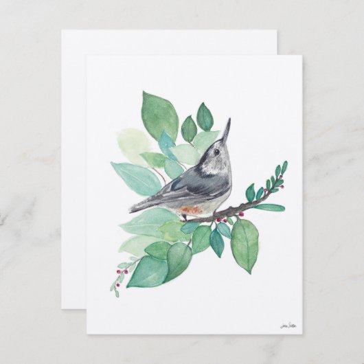 Holiday Nuthatch Bird Feiertagskarte (Vorne/Hinten)