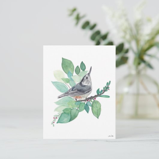 Holiday Nuthatch Bird Feiertagskarte (Stehend Vorderseite)