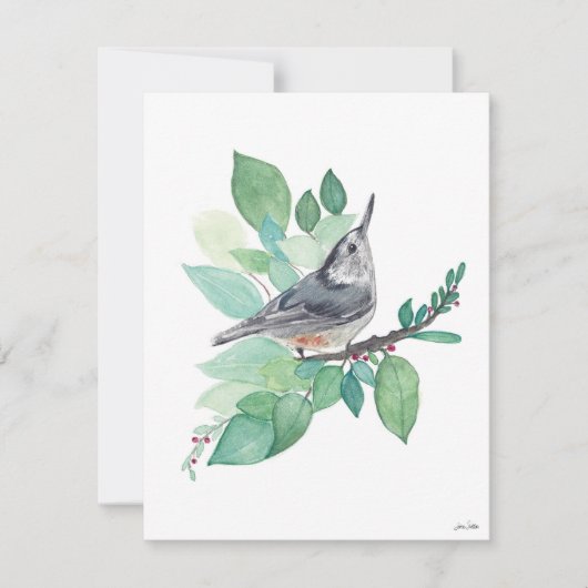Holiday Nuthatch Bird Feiertagskarte (Vorderseite)