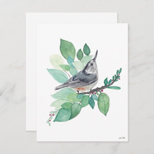 Holiday Nuthatch Bird Feiertagskarte (Vorne/Hinten)
