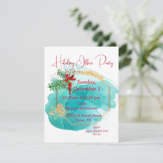 Holiday Office-Party Einladung (Stehend Vorderseite)