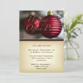 Holiday Office Party Rote Ornamente Einladung (Stehend Vorderseite)