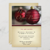Holiday Office Party Rote Ornamente Einladung (Vorne/Hinten)