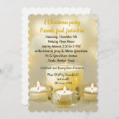Holiday Open House Cocktail Party Golden Candle Einladung (Vorne/Hinten)