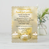 Holiday Open House Cocktail Party Golden Candle Einladung (Stehend Vorderseite)