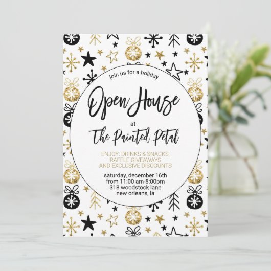 Holiday Open House Einladung (Stehend Vorderseite)