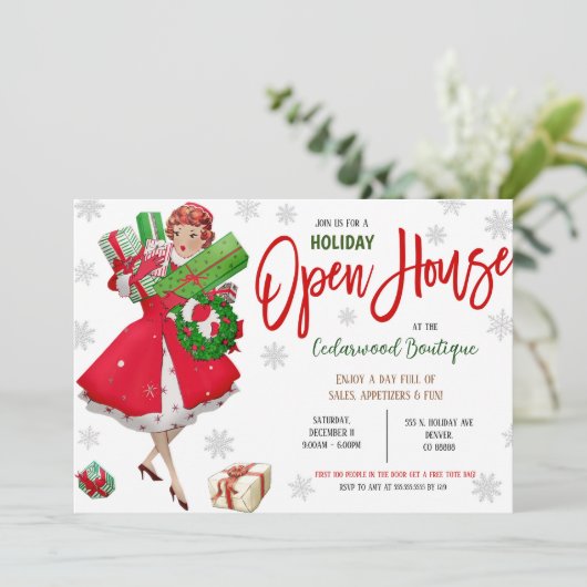 Holiday Open House Einladung (Stehend Vorderseite)