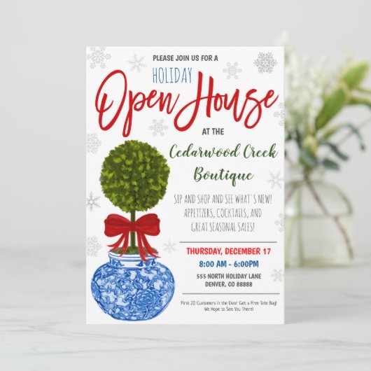 Holiday Open House Einladung (Stehend Vorderseite)