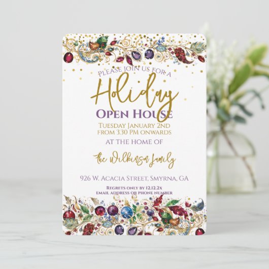 Holiday Open House Einladung (Stehend Vorderseite)