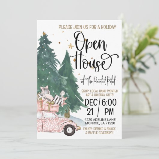 Holiday Open House Einladung (Stehend Vorderseite)