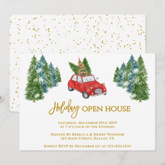 Holiday Open House Einladung Holiday Party Einladu (Vorne/Hinten)
