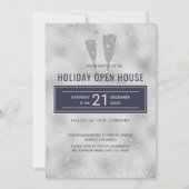 Holiday Open House Elegante Silver Navy Corporate Einladung (Vorderseite)