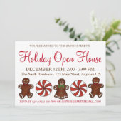 Holiday Open House Gingerbret Cookie Peppermint Einladung (Stehend Vorderseite)