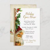 Holiday Open House Gold Glitzer Santa Holly Einladung (Vorne/Hinten)