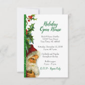 Holiday Open House Green Glitzer Santa Holly Einladung (Vorderseite)