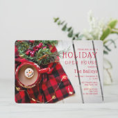 Holiday Open House Kariert Hot Chocolate | Weihnac Einladung (Stehend Vorderseite)