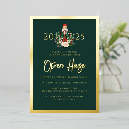Holiday Open House Nutcracker Weihnachts-Party Folieneinladung (Stehend vorne)