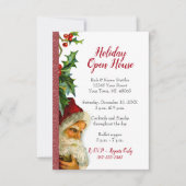 Holiday Open House Roter Glitzer Santa Holly Einladung (Vorderseite)