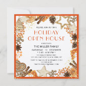 Holiday Open House Rustikale Citrus Orange Wasserf Einladung (Vorderseite)