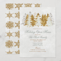 Holiday Open House Tree Snowflake Einladung