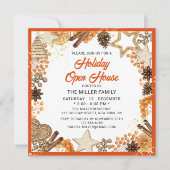 Holiday Open House Weihnachten Rustikale Citrus Or Einladung (Vorderseite)