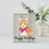 Holiday Orange Tabby Feiertagspostkarte (Stehend Vorderseite)