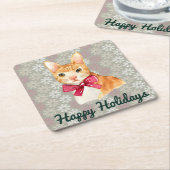 Holiday Orange Tabby Rechteckiger Pappuntersetzer (angewinkelt)