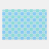 Holiday Ornament and bead design trio in blau Geschenkpapier Set (Vorderseite 3)