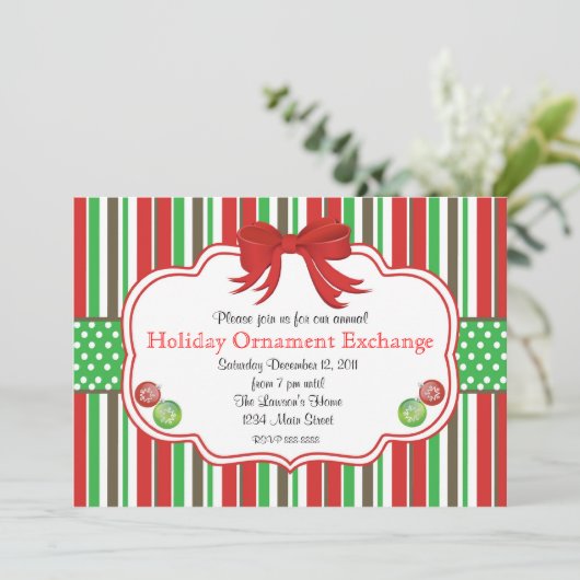 Holiday Ornament Exchange Ingwer Brot Männer Einladung (Stehend Vorderseite)