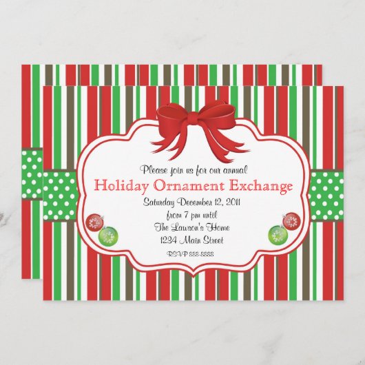 Holiday Ornament Exchange Ingwer Brot Männer Einladung (Vorne/Hinten)