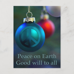 Holiday Ornament mit Friedenszeichen Feiertagspostkarte