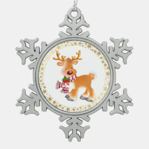Holiday Ornament-Rudolph Schneeflocken Zinn-Ornament