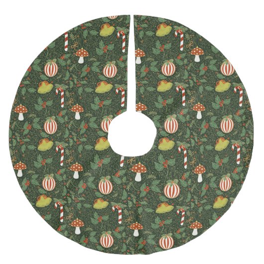 Holiday ornaments Dark Green Tree Skirt Polyester Weihnachtsbaumdecke (Vorderseite)