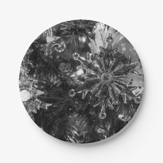 Holiday Ornaments Graustufen Pappteller (Vorderseite)