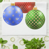 Holiday Ornaments Red Blue Green Gold Geschirrtuch (Gefaltet)